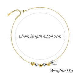 Collane da donna con ciondolo a forma di cuore e perline in acciaio inossidabile 304 bicolore&nbsp;FS-WGF6037-01