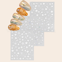 3 шт. 3 стиля наклейки для дизайна ногтей на тему океана MRMJ-DJ0001-23