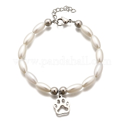 Браслеты с подвесками в виде отпечатков лап из нержавеющей стали 304 для женщин&nbsp;BJEW-C098-12P