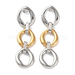 Двухцветные овальные серьги-гвоздики из нержавеющей стали 304&nbsp;EJEW-P326-01G