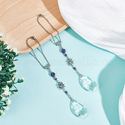 2 pendentif décoratif en forme de larme de verre&nbsp;HJEW-WH00100