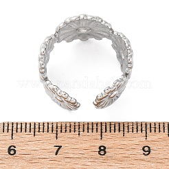 304ステンレススチールカフリング  ステンレス鋼色  花  15mm  usサイズ7 1/4(17.5mm)&nbsp;RJEW-D306-27P-02