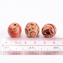 Круглые бусины из натурального дерева с принтом&nbsp;X-WOOD-R243-16mm-M2