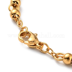 Braccialetto di perline rotonde in acciaio inossidabile 304 con placcatura sotto vuoto in PVD per donna&nbsp;BJEW-E108-15G-01