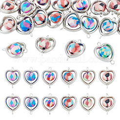 20 Stück Polymer Clay Herz & CCB Rahmen Glieder Verbinder Charms&nbsp;CLAY-TADJ0001-07