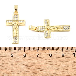 Крест-распятие латунные подвески с микропаве из кубического циркония KK-M325-08G