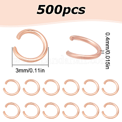304ステンレススチールオープン丸カン500個  ローズゴールド  3x0.4mm&nbsp;STAS-LP0001-40RG-01