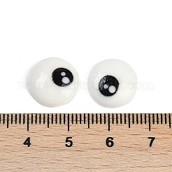 Weiße und schwarze flache runde Cartoon-Harz-Cabochons&nbsp;CRES-Q009-01G
