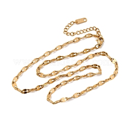 Colliers unisexes à maillons dappés en acier inoxydable 304 de 4 mm&nbsp;NJEW-P356-09G