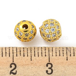 Runde Messing Micro Pave Zirkonia Perlen&nbsp;ZIRC-N016-01G-6MM