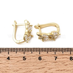 Boucles d'oreilles créoles en laiton avec micro pavé de zircons cubiques transparents&nbsp;EJEW-H180-29G