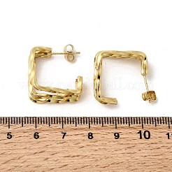 Серьги-гвоздики из нержавеющей стали 201 с тройным квадратом EJEW-Z151-04G