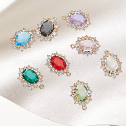 8 шт. 8 стиля подвески из латунного стекла с прозрачным кубическим цирконием&nbsp;KK-BBC0021-24