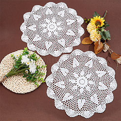 Хлопковые плетеные полые цветочные салфетки AJEW-WH0368-06