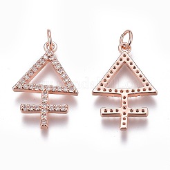 Латунные микропаве прозрачные подвески с фианитом ZIRC-Z008-25RG