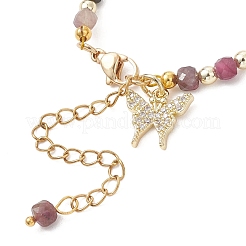 Браслеты из гальванически покрытых немагнитным синтетическим гематитом и натуральным многоцветным турмалином кубических бусин для женщин.&nbsp;BJEW-JB13122