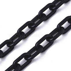 不透明なアクリルアズキチェーン  オーバル  ブラック  13x8x2mm  19.68インチ（50cm）/連&nbsp;SACR-N010-002A