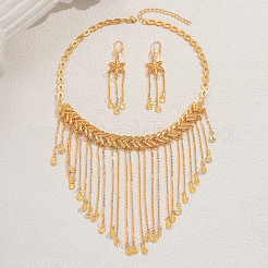 Элегантные комплекты из серег и ожерелий в ближневосточном сплаве с кисточками в виде цветов и листьев для женщин&nbsp;EC1214