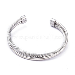 304ステンレススチール製カフバングル  トルク腕輪  ツイスト  ミックスカラー  2-1/4インチ（5.6cm）&nbsp;BJEW-M284-10