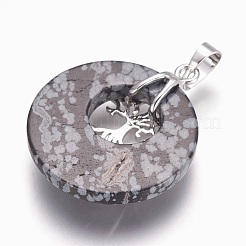 Естественно снежинка обсидиана подвески G-F573-C09