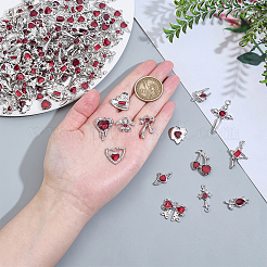 28 шт. 14 стиля подвески из цинкового сплава с красной эмалью&nbsp;ENAM-PH0003-11