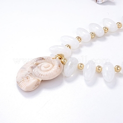 Летние пляжные ожерелья из пластиковых бусин CCB с подвеской в форме раковины из смолы и цепочками с литой отделкой&nbsp;NJEW-D336-03B-G
