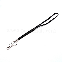 ポリエステルカードホルダーストラップ  樹脂ラインストーンと合金カニカン付き  ホワイト  458mm&nbsp;OCOR-WH0020-12C