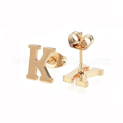 304ステンレススチールペンダントとスタッドピアスジュエリーセット  アルファベット  文字.k  20~23x13~19x1.5mm  穴：6x3mm  6~10x6~9x1mm  ピン：0.8mm&nbsp;SJEW-P099-11G