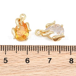 真鍮製ガラスチャーム  ティアドロップチャーム  多面カット  ミックスカラー  14x9x6mm  穴：1.4mm&nbsp;GL-CBABDD8-05G