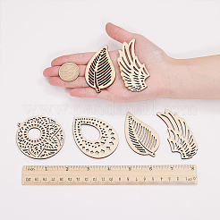 Gros pendentifs en bois non teint&nbsp;WOOD-SC0001-06