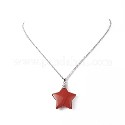 天然石スターペンダントネックレス  女性用304ステンレスジュエリー  45x0.2cm&nbsp;NJEW-JN04197