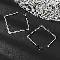 Orecchini a bottone quadrati in acciaio inossidabile 304 per donna&nbsp;EJEW-M089-06P
