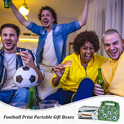 16 шт. 2-цветные бумажные коробки с футбольным принтом и отверстием для ручки CON-OC0001-62