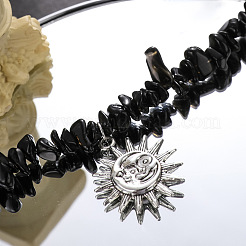 Подвеска из сплава солнца с натуральным черным камнем&nbsp;FS-WG7E301-01