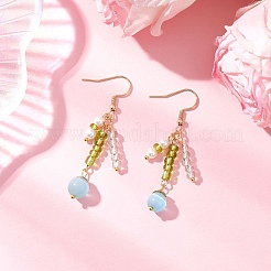 8 пара сережек-подвесок «кошачий глаз»&nbsp;EJEW-JE06496