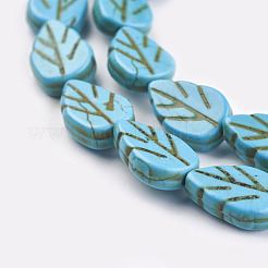 Синтетических нитей бирюзовые бусы TURQ-G116-9x14mm-02