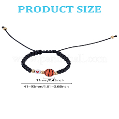1 bracelet de perles tressées en alliage et acrylique sur le thème du sport&nbsp;BJEW-LP0003-23B