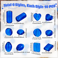 60 шт. 6 стиля бусины ручной работы из серебряной фольги лэмпворк FOIL-PH0001-01