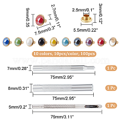 100 шт. 10-х цветные круглые латунные полутрубчатые заклепки DIY-NB0010-30