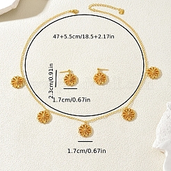 Set aus Halskette mit Blumenanhänger und Ohrsteckern aus Messing für Damen&nbsp;BA0764