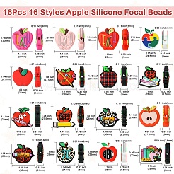 16шт 16 стиля яблоко силиконовые фокусные бусины&nbsp;SIL-CJ0002-24