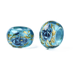 Прозрачные акриловые бусины с цветочным принтом TACR-S160-01-B01