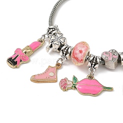 Tema trucco lega smalto rossetto borsa scarpe ciondolo ottone bracciali europei per donna&nbsp;BJEW-JB14237-02