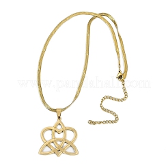 Collane con catena a maglie quadrate con ciondolo a forma di nodo dei desideri a forma di cuore della trinità in acciaio inossidabile 201&nbsp;NJEW-M010-01G