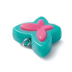 Двухцветные непрозрачные акриловые бусины с железными штифтами с плоскими головками и подвесками в тибетском стиле&nbsp;PALLOY-JF038010