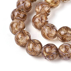 Abalorios de cristal de murano de arena de oro hecho a mano hilos&nbsp;LAMP-T023-31F