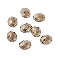 天然パイライトカボション  多面カット  オーバル  12x10x4mm&nbsp;G-A205-02B