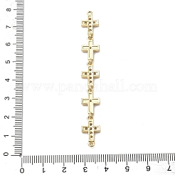 Подвески-соединители с 5 крестообразными звеньями из латуни с микропаве из прозрачного кубического циркония&nbsp;KK-H539-15G-01