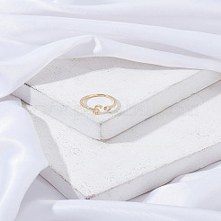 1 bague ouverte en laiton micro pavée avec zircone cubique transparente pour femme&nbsp;RJEW-LP0002-37S