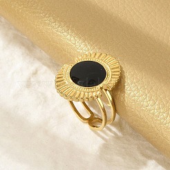 Овальные эмалированные открытые манжеты из нержавеющей стали 304 для женщин&nbsp;RJEW-G338-17G-02